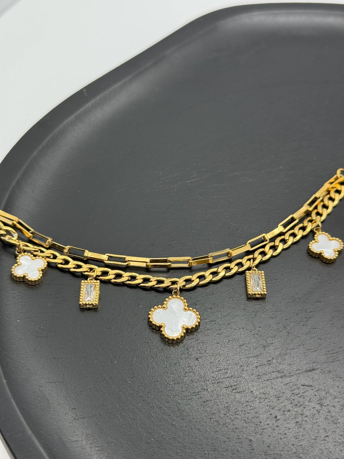 Double Chain Clover Bracelet