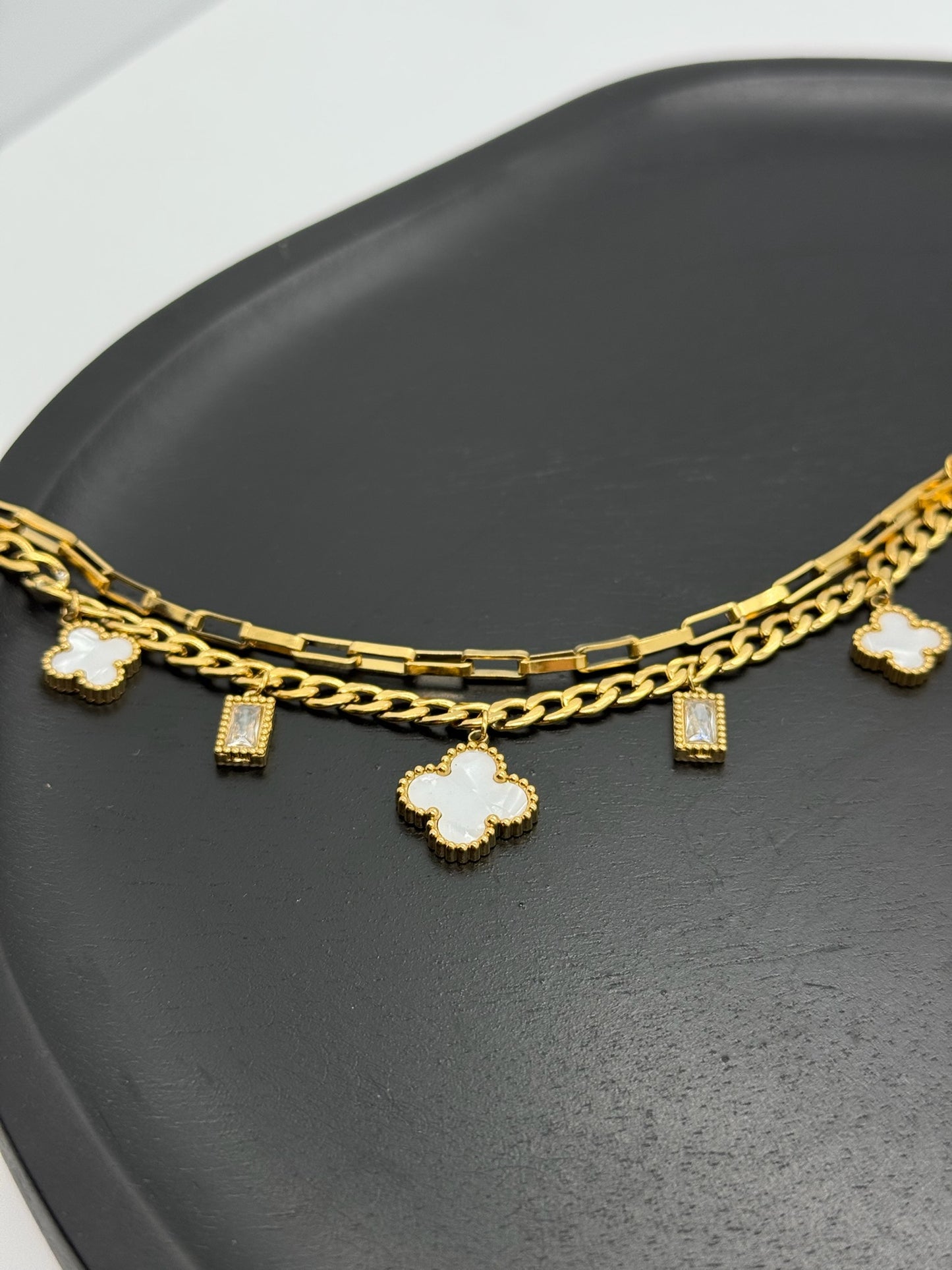 Double Chain Clover Bracelet