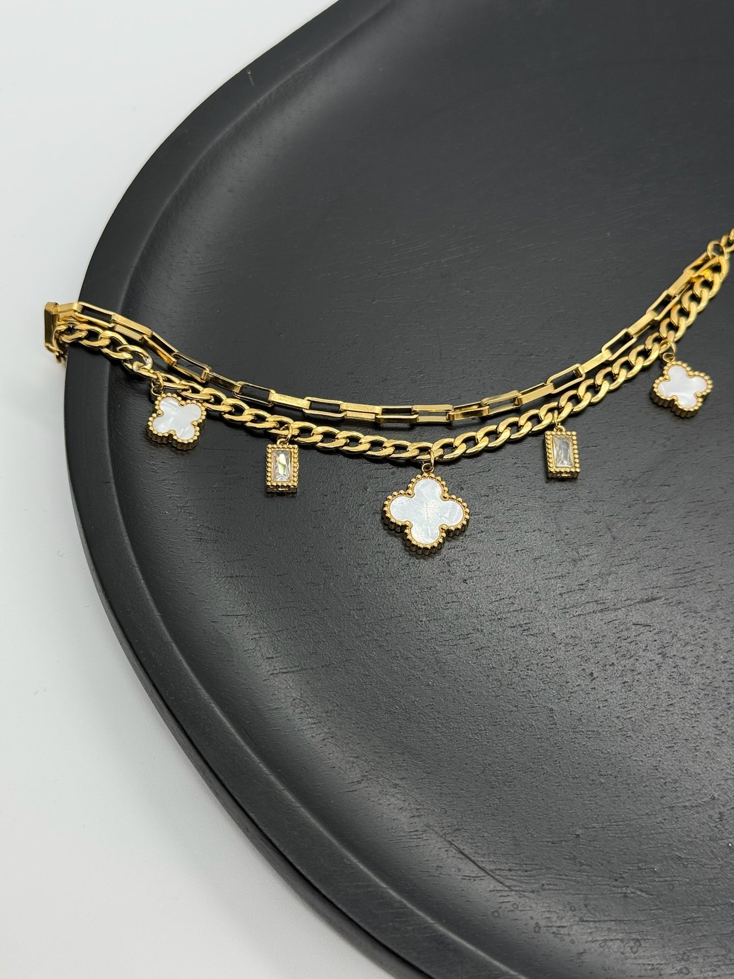Double Chain Clover Bracelet