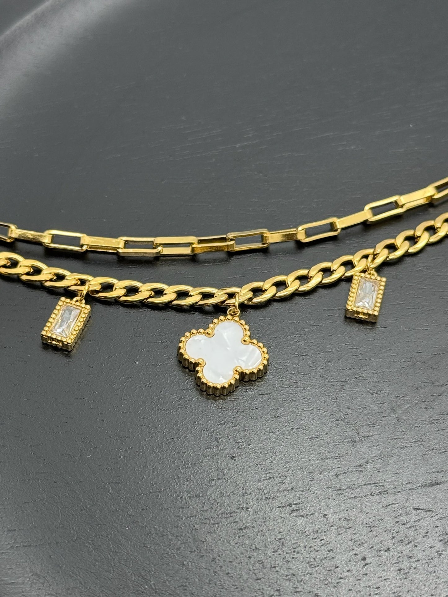 Double Chain Clover Bracelet