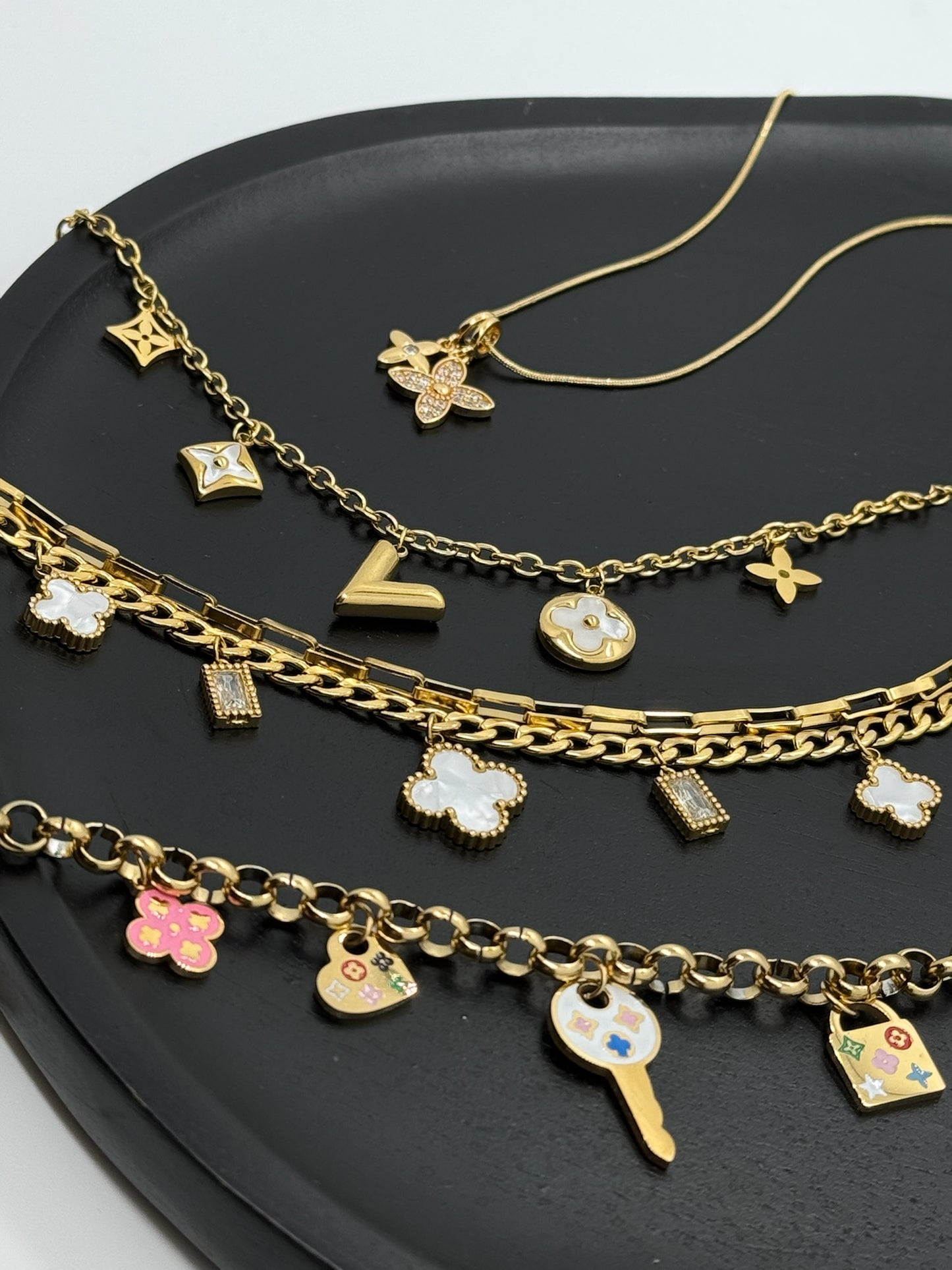 Double Chain Clover Bracelet