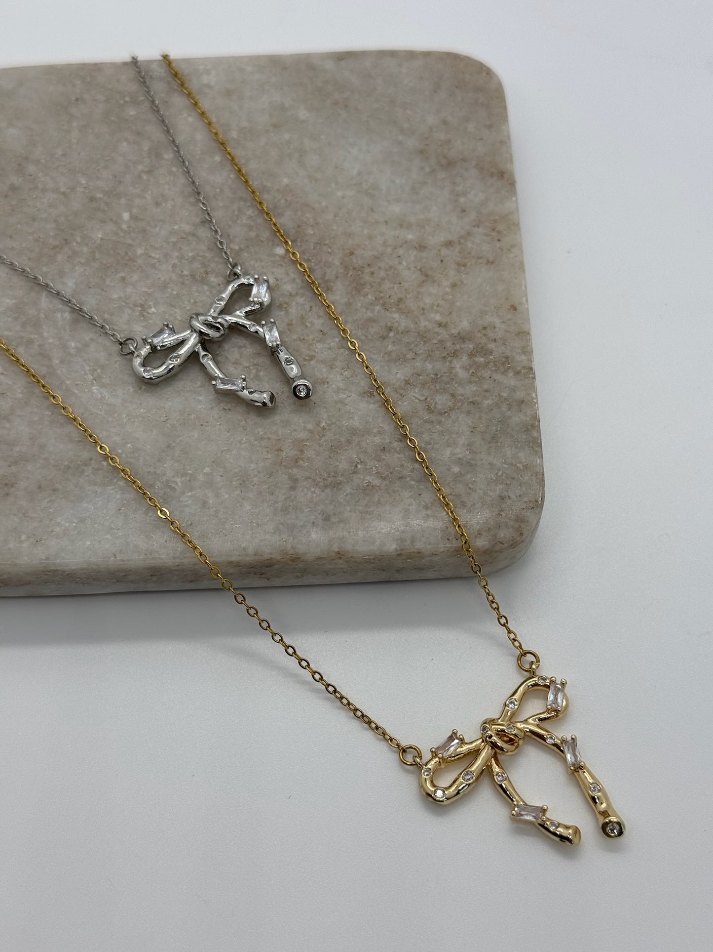 Bow Tie Necklace with Gemstones