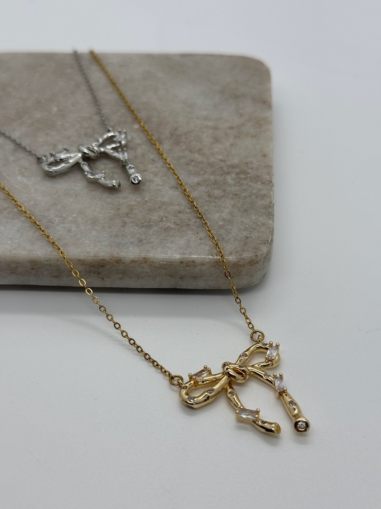 Bow Tie Necklace with Gemstones
