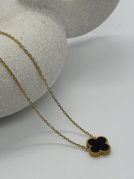 Golden Edge Black Clover Necklace