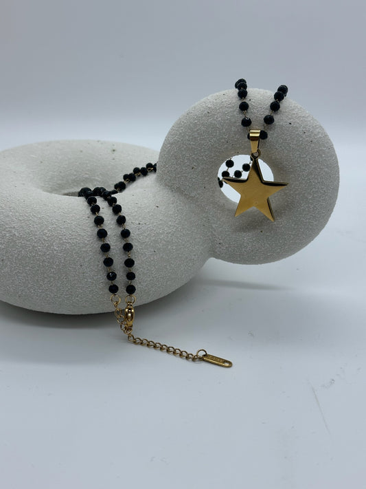 Golden Star Beaded Necklace